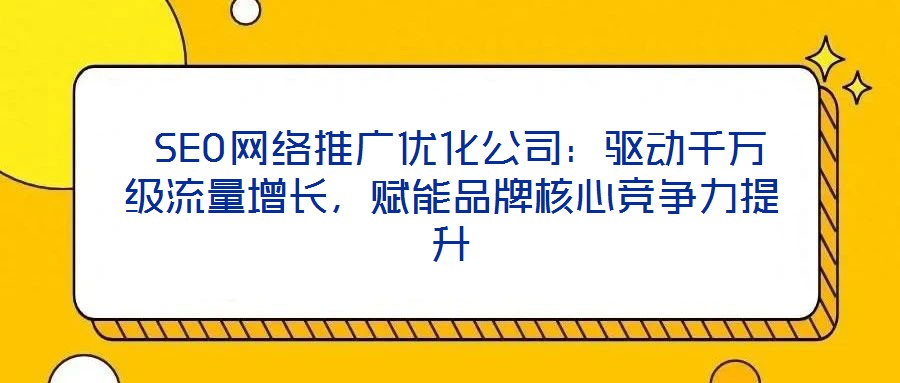  SEO網(wǎng)絡推廣優(yōu)化公司：驅動千萬級流量增長，賦能品牌核心競爭力提升