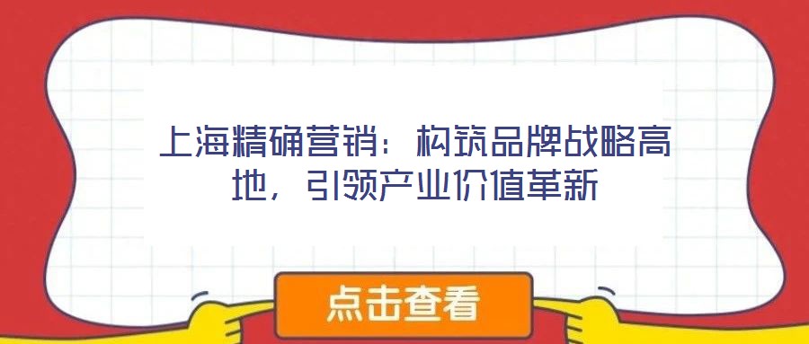上海精確營(yíng)銷：構(gòu)筑品牌戰(zhàn)略高地，引領(lǐng)產(chǎn)業(yè)價(jià)值革新