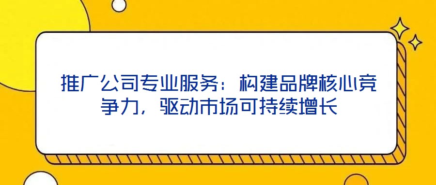 推廣公司專業(yè)服務(wù)：構(gòu)建品牌核心競爭力，驅(qū)動市場可持續(xù)增長