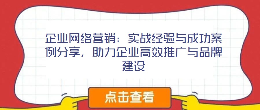 企業(yè)網(wǎng)絡(luò)營(yíng)銷：實(shí)戰(zhàn)經(jīng)驗(yàn)與成功案例分享，助力企業(yè)高效推廣與品牌建設(shè)