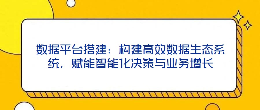 數(shù)據(jù)平臺搭建：構(gòu)建高效數(shù)據(jù)生態(tài)系統(tǒng)，賦能智能化決策與業(yè)務(wù)增長