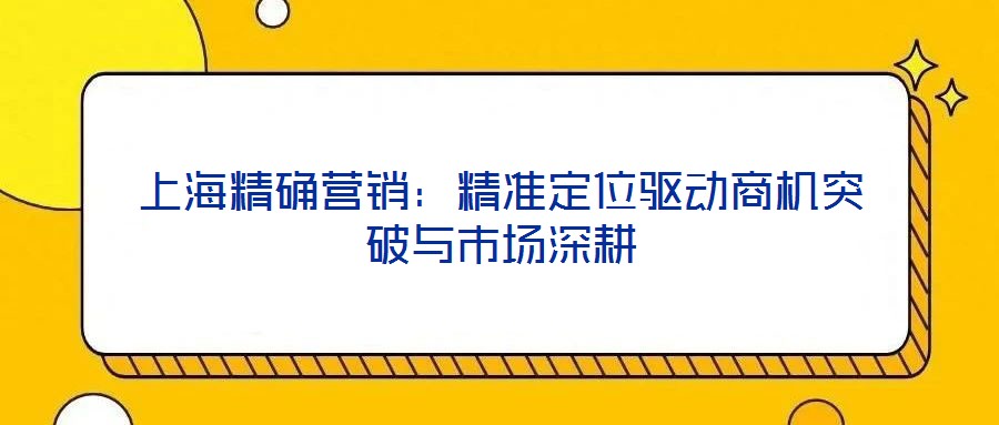 上海精確營銷：精準(zhǔn)定位驅(qū)動(dòng)商機(jī)突破與市場(chǎng)深耕