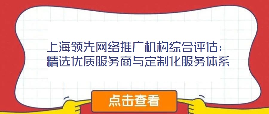 上海領先網絡推廣機構綜合評估：精選優(yōu)質服務商與定制化服務體系